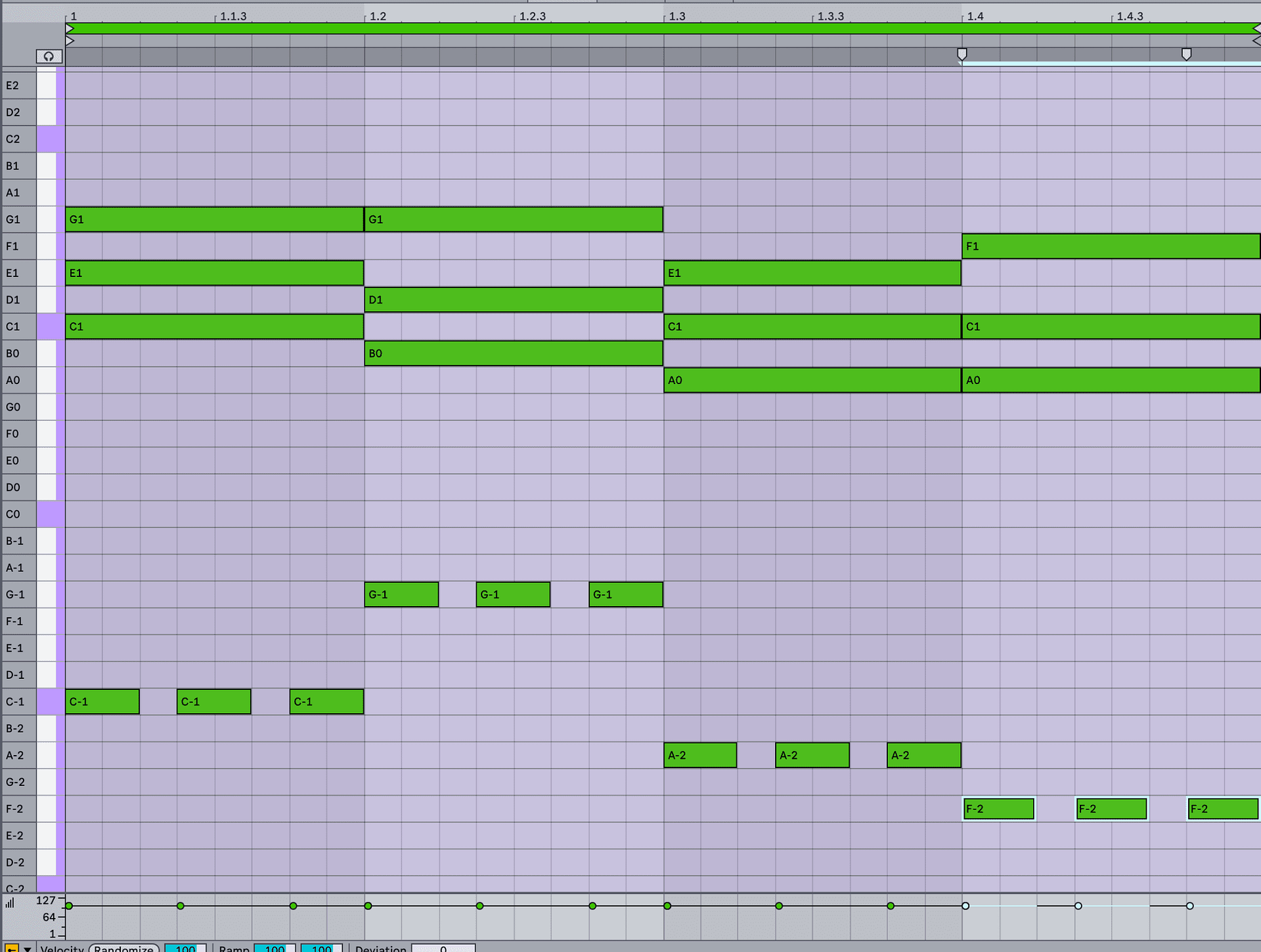 ChordProgression2 A screenshot of a chord progression layered with a drum pattern to create rhythm.