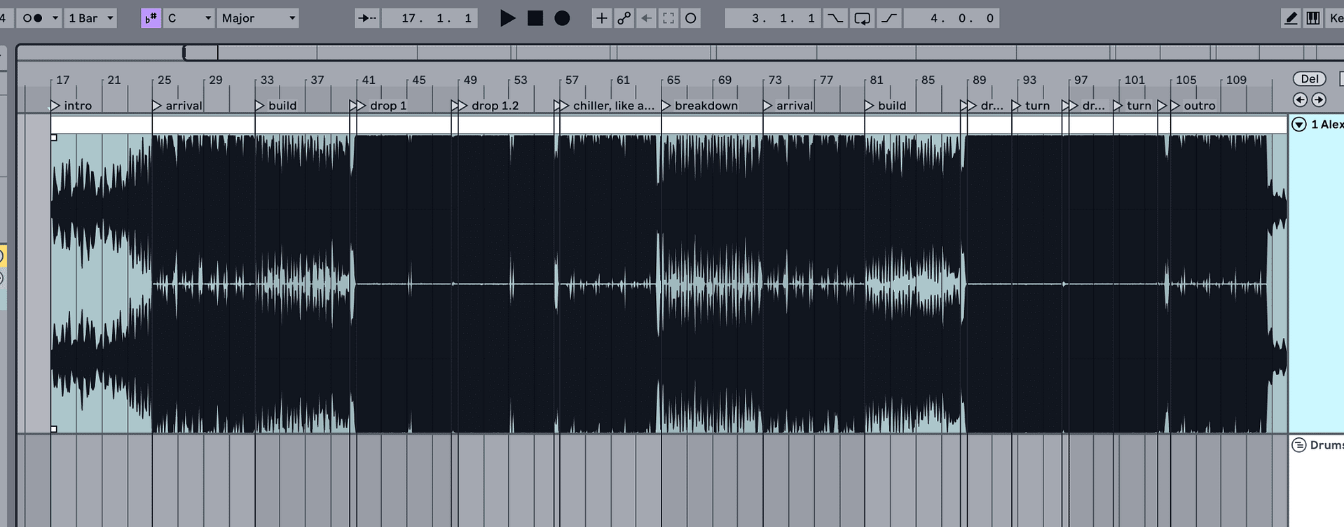 A screenshot of an audio waveform in Ableton Live