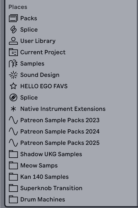 AudioFileOrganization A screenshot of an organized file stack in Ableton Live